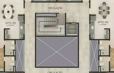 Imagem: O apartamento possui 3 Dormitórios, 1 Banheiro, 2 Vagas na