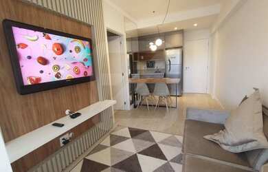 Imagem: O apartamento possui 1 Dormitório, 1 Banheiro, 1 Vaga na garagem