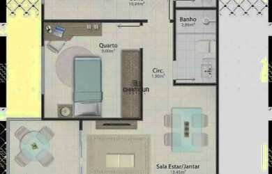 Imagem: O apartamento possui 2 Dormitórios, 2 Banheiros, 1 Vaga na