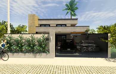 Imagem: A casa possui 3 Dormitórios, 1 Banheiro, 2 Vagas na garagem