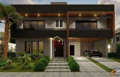 Imagem: A casa em condomínio possui 4 Dormitórios, 5 Banheiros, 4