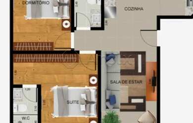 Imagem: O apartamento possui 2 Dormitórios, 2 Banheiros, 2 Vagas na