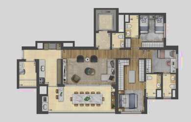 Imagem: O apartamento possui 3 Dormitórios, 4 Banheiros, 2 Vagas na