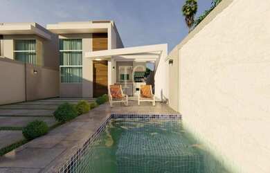 Imagem: A casa possui 3 Dormitórios, 2 Banheiros, 1 Vaga na garagem