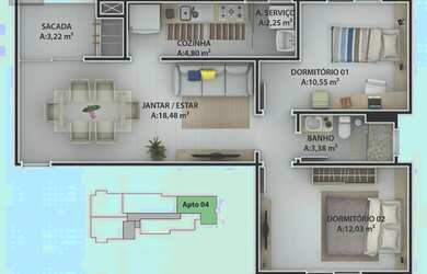 Imagem 9: Apartamento Padrão para Venda em Morrotes Tubarão-SC