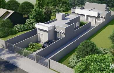 Imagem: A casa possui 3 Dormitórios, 1 Banheiro, 2 Vagas na garagem