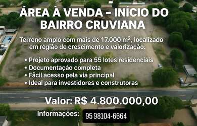 Imagem: O terreno possui 17000m² de Área e está localizado em Paraviana