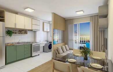 Imagem: O apartamento possui 2 Dormitórios, 1 Banheiro, 1 Vaga na garagem