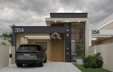 Imagem: A casa possui 3 Dormitórios, 2 Banheiros, 2 Vagas na garagem