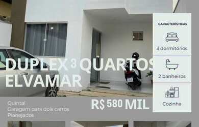 Imagem: A casa possui 3 Dormitórios, 2 Banheiros, 2 Vagas na garagem