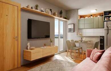 Imagem: O apartamento possui 2 Dormitórios, 1 Banheiro, 1 Vaga na garagem