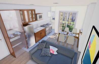 Imagem: O apartamento possui 2 Dormitórios, 1 Banheiro, 1 Vaga na garagem