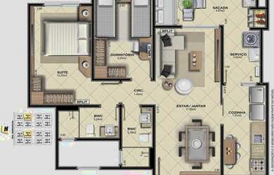 Imagem 15: Apartamento à venda, 93 m² por R$ 512.800,00 - Barreiros - São José/SC