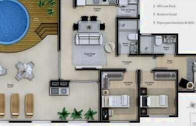 Imagem: O apartamento na cobertura possui 3 Dormitórios, 2 Banheiros