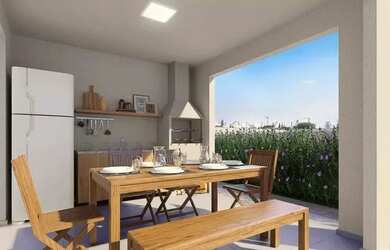 Imagem: O apartamento possui 2 Dormitórios, 1 Banheiro, 1 Vaga na garagem