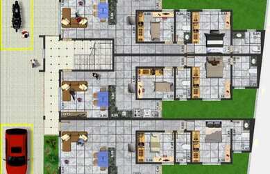 Imagem: O apartamento possui 2 Dormitórios, 2 Banheiros, 2 Vagas na