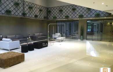 Imagem: O apartamento possui 1 Dormitório, 1 Banheiro, 1 Vaga na garagem