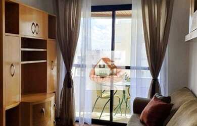 Imagem: O apartamento possui 1 Dormitório, 1 Banheiro, 1 Vaga na garagem