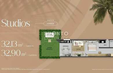 Imagem: O studio possui 1 Dormitório, 1 Banheiro, 1 Vaga na garagem