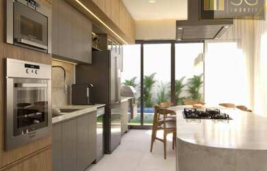 Imagem: A casa em condomínio possui 4 Dormitórios, 4 Banheiros, 4