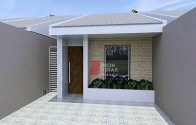 Imagem: A casa possui 3 Dormitórios, 2 Banheiros, 1 Vaga na garagem