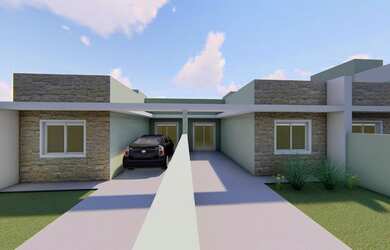 Imagem: A casa possui 2 Dormitórios, 1 Banheiro, 2 Vagas na garagem