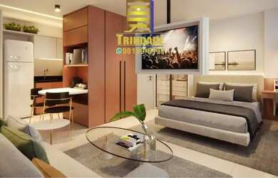 Imagem: O apartamento possui 1 Dormitório, 2 Banheiros, 1 Vaga na garagem