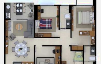 Imagem: O apartamento possui 3 Dormitórios, 3 Banheiros, 2 Vagas na