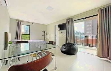 Imagem: O apartamento possui 1 Dormitório, 1 Banheiro, 1 Vaga na garagem