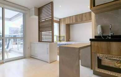 Imagem: O apartamento possui 1 Dormitório, 1 Banheiro, 1 Vaga na garagem