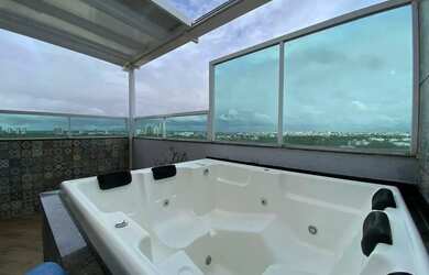 Imagem: O apartamento na cobertura possui 4 Dormitórios, 3 Banheiros