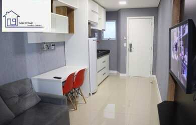 Imagem: O apartamento possui 1 Dormitório, 1 Banheiro, 2 Vagas na garagem