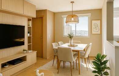 Imagem: O apartamento possui 2 Dormitórios, 1 Banheiro, 1 Vaga na garagem