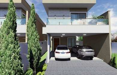 Imagem: A casa possui 3 Dormitórios, 1 Banheiro, 2 Vagas na garagem