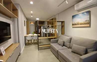 Imagem: O studio possui 1 Dormitório, 1 Banheiro, 36m² de Área e