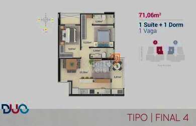 Imagem 3: Duo- Praia Brava. Churrasqueira, 71m² de Área, 1 Vaga na garageme2 Dormitórios