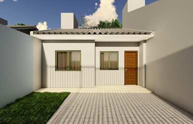 Imagem: A casa possui 2 Dormitórios, 1 Banheiro, 2 Vagas na garagem