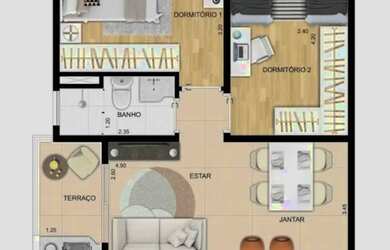 Imagem 3: Apartamento com 2 quartos e 53m2 no ABC