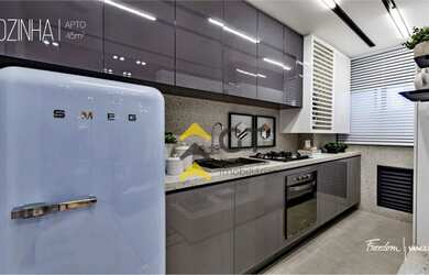 Imagem: O apartamento possui 1 Dormitório, 2 Banheiros, 1 Vaga na garagem