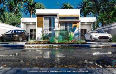 Imagem: A casa possui 3 Dormitórios, 2 Banheiros, 4 Vagas na garagem