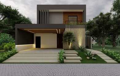 Imagem: A casa possui 4 Dormitórios, 5 Banheiros, 4 Vagas na garagem