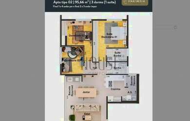Imagem 2: Apartamento com 3 dormitórios à venda, 95 m² por R$ 1.216.795,20 - Condomínio Edifício Ala