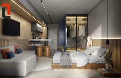 Imagem: O studio possui 1 Dormitório, 1 Banheiro, 30m² de Área e