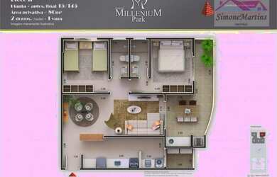 Imagem: O apartamento possui 3 Dormitórios, 2 Banheiros, 2 Vagas na