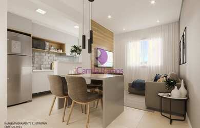 Imagem: O apartamento possui 2 Dormitórios, 1 Banheiro, 1 Vaga na garagem