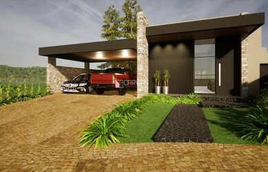 Imagem: A casa em condomínio e possui 4 Dormitórios, 5 Banheiros