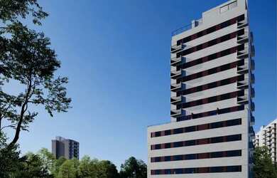 Imagem: O studio possui 1 Dormitório, 1 Banheiro, 21m² de Área e