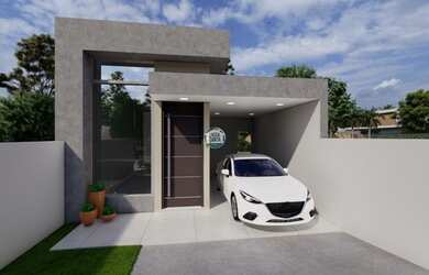 Imagem: A casa possui 3 Dormitórios, 2 Banheiros, 2 Vagas na garagem