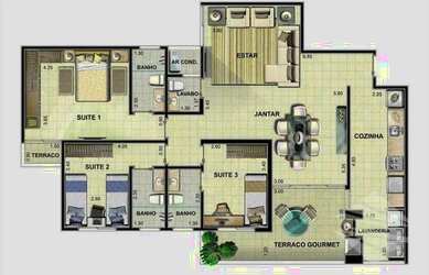 Imagem: O apartamento possui 3 Dormitórios, 1 Banheiro, 2 Vagas na