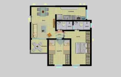 Imagem: O apartamento possui 2 Dormitórios, 2 Banheiros, 1 Vaga na